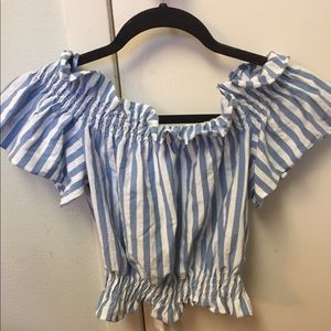 striped off the shoulder top
